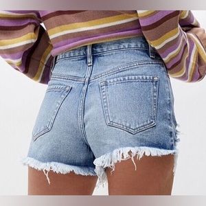 PacSun Medium Blue Distressed Vintage High Waisted Denim Shorts